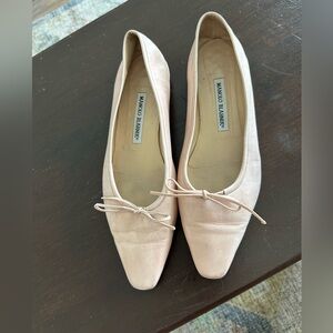 Manolo Blahnik Size 39 1/2 Pink Soft Leather Ballet Flats